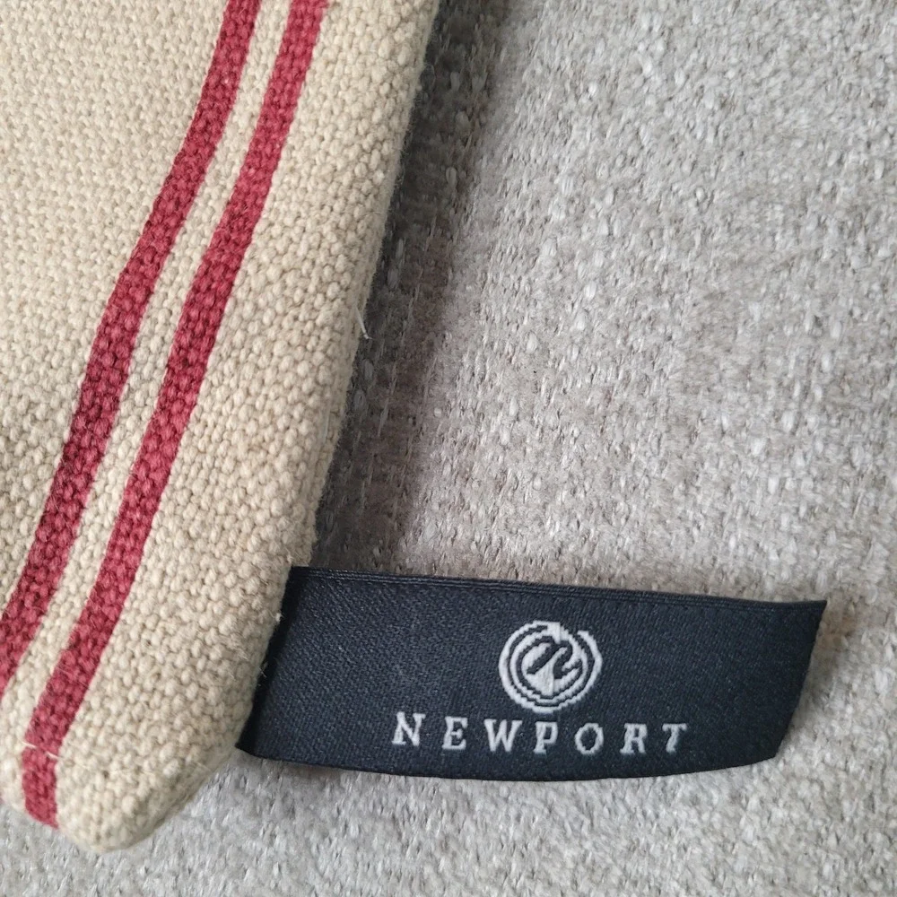 3‎ Newport Throw Pillow Covers (1) 13x26 & (2) 20x20 Striped Red Black Beige